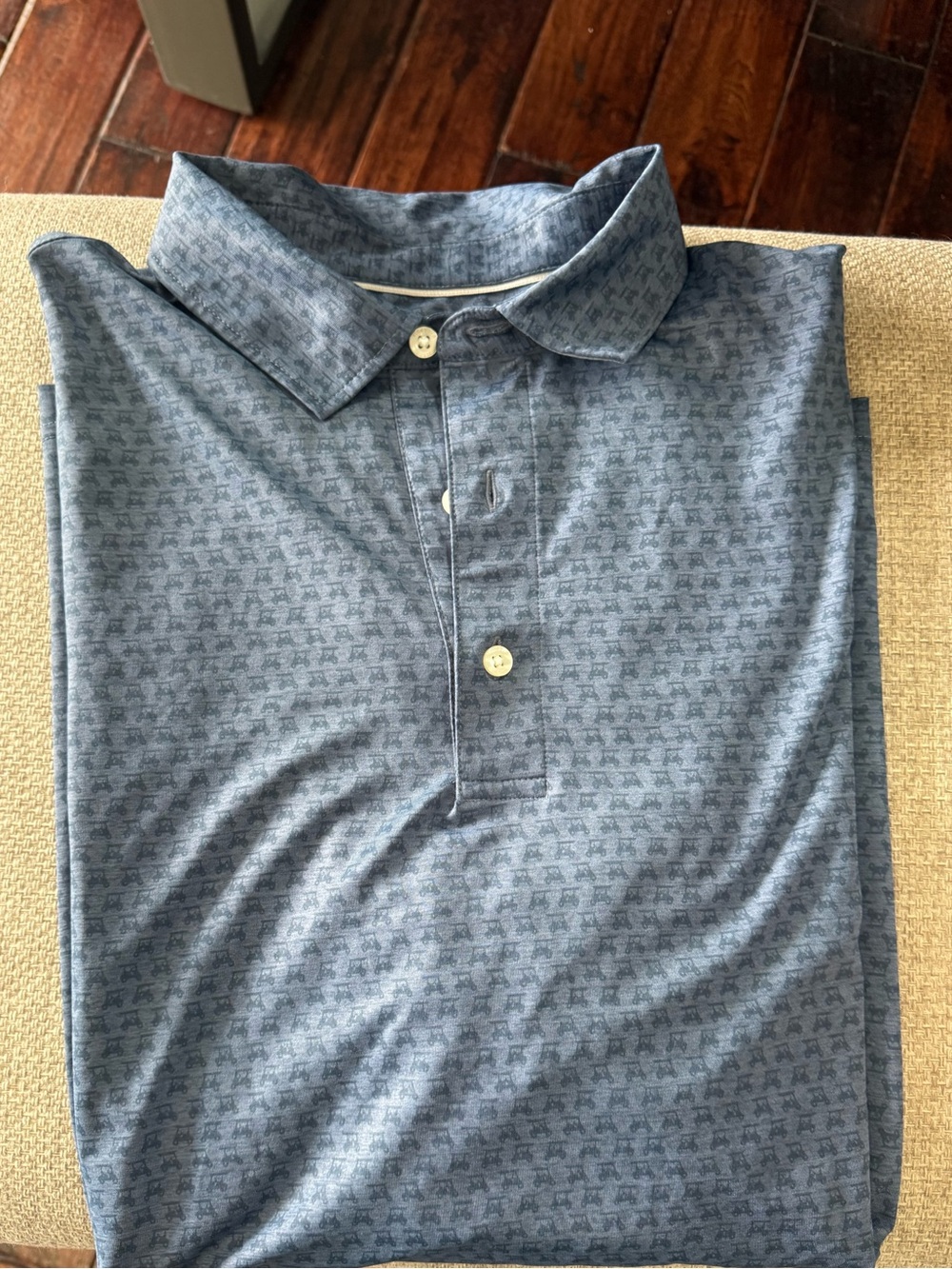 Men's Blue Patterned Polo Shirt